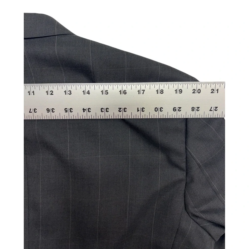 vtg 90s Christian Dior 44L 36x32 Gray Windowpane Pant Suit Double Breasted USA